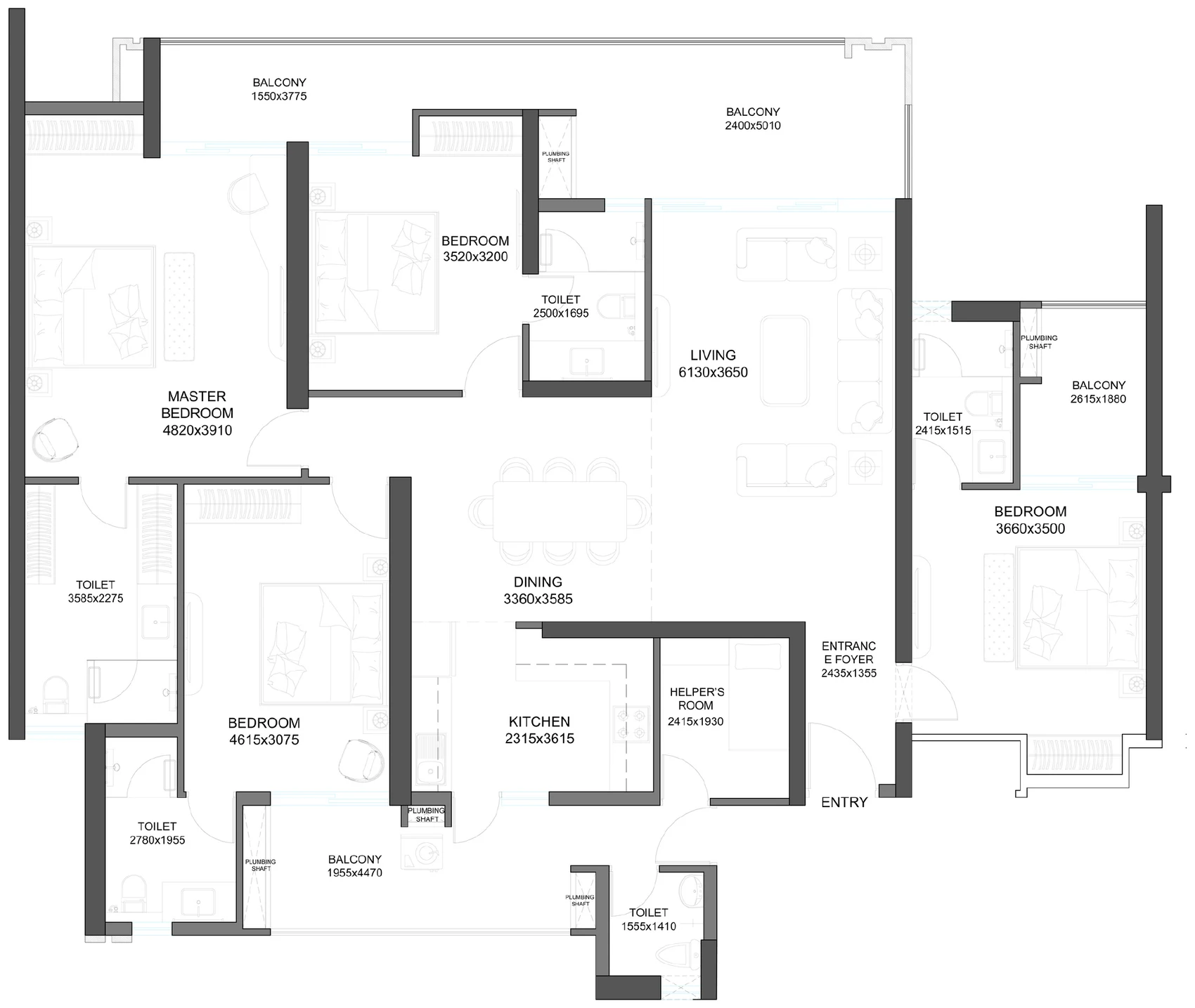 Gulshan Empire 4 BHK + servant room floor plan, 2,750 sq ft, Wave City Sector 1 NH-24 Ghaziabad