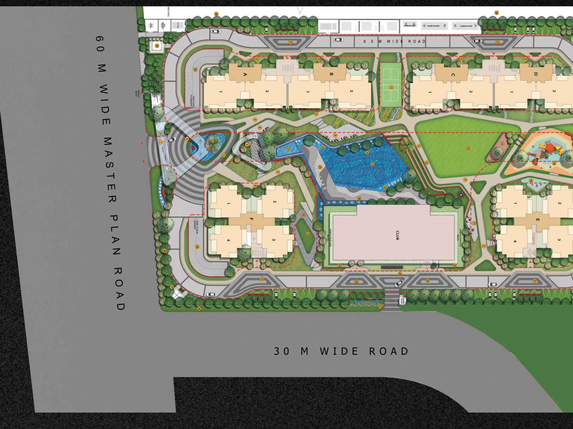 Gulshan Empire master plan / site layout — 6 G+31 towers on 5.56 acres at Wave City Sector 1 NH-24 Ghaziabad
